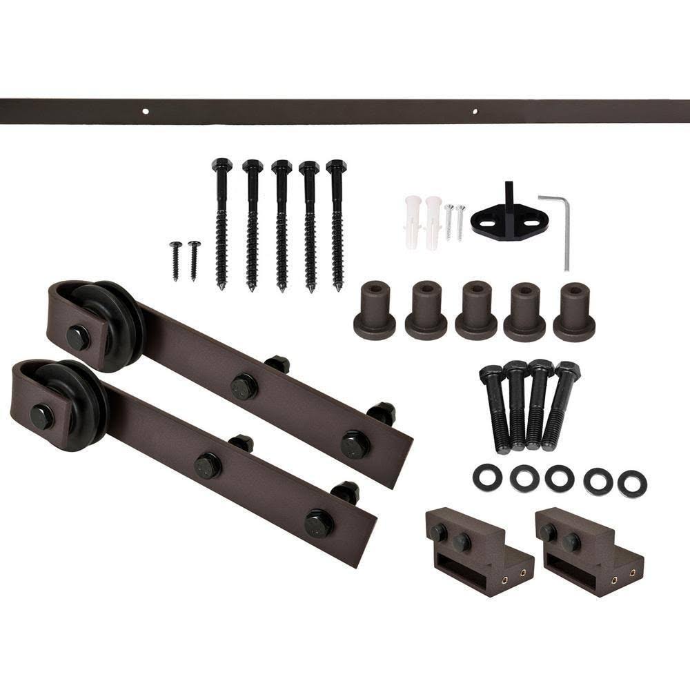 Charcoal Black Stained Wood Interior Sliding Barn Door with Hardware Kit T87324