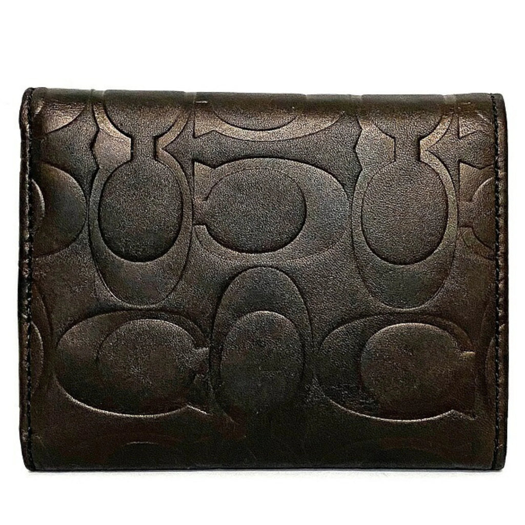 Dark Brown Leather Tri-Fold Wallet Y3964