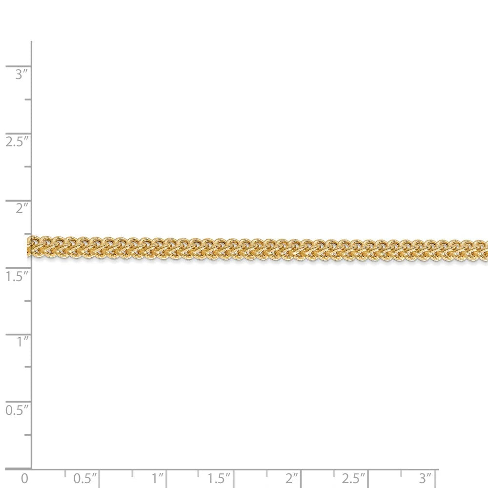 14kt Yellow Gold 3mm Semi-Solid Franco Chain 24 inch Lobster Clasp K2671