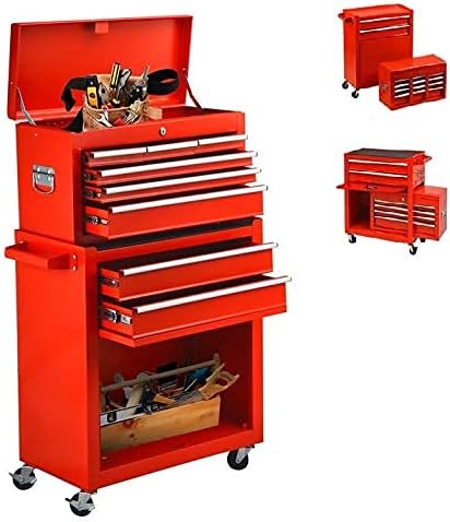 Red 8 Drawer Rolling Tool Chest with Wheels U783874