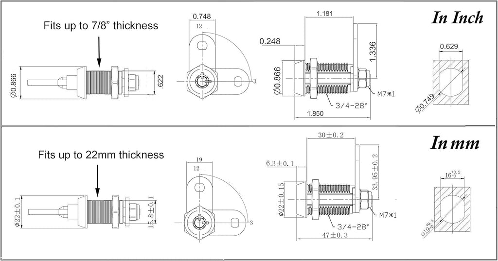 5/8 Inch Chrome Tubular Cam Lock, Pack of 10 Y370