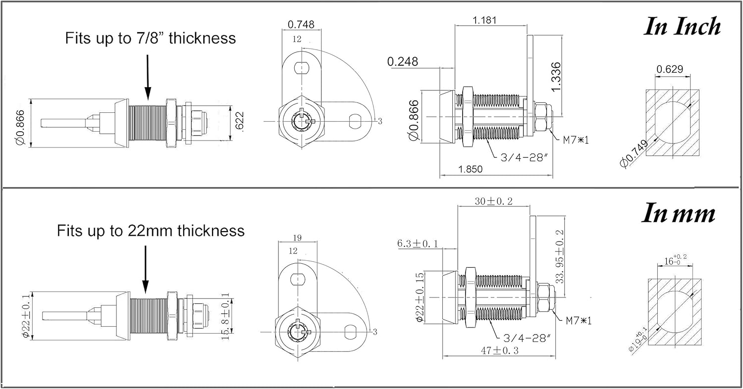 5/8 Inch Chrome Tubular Cam Lock, Pack of 10 Y370
