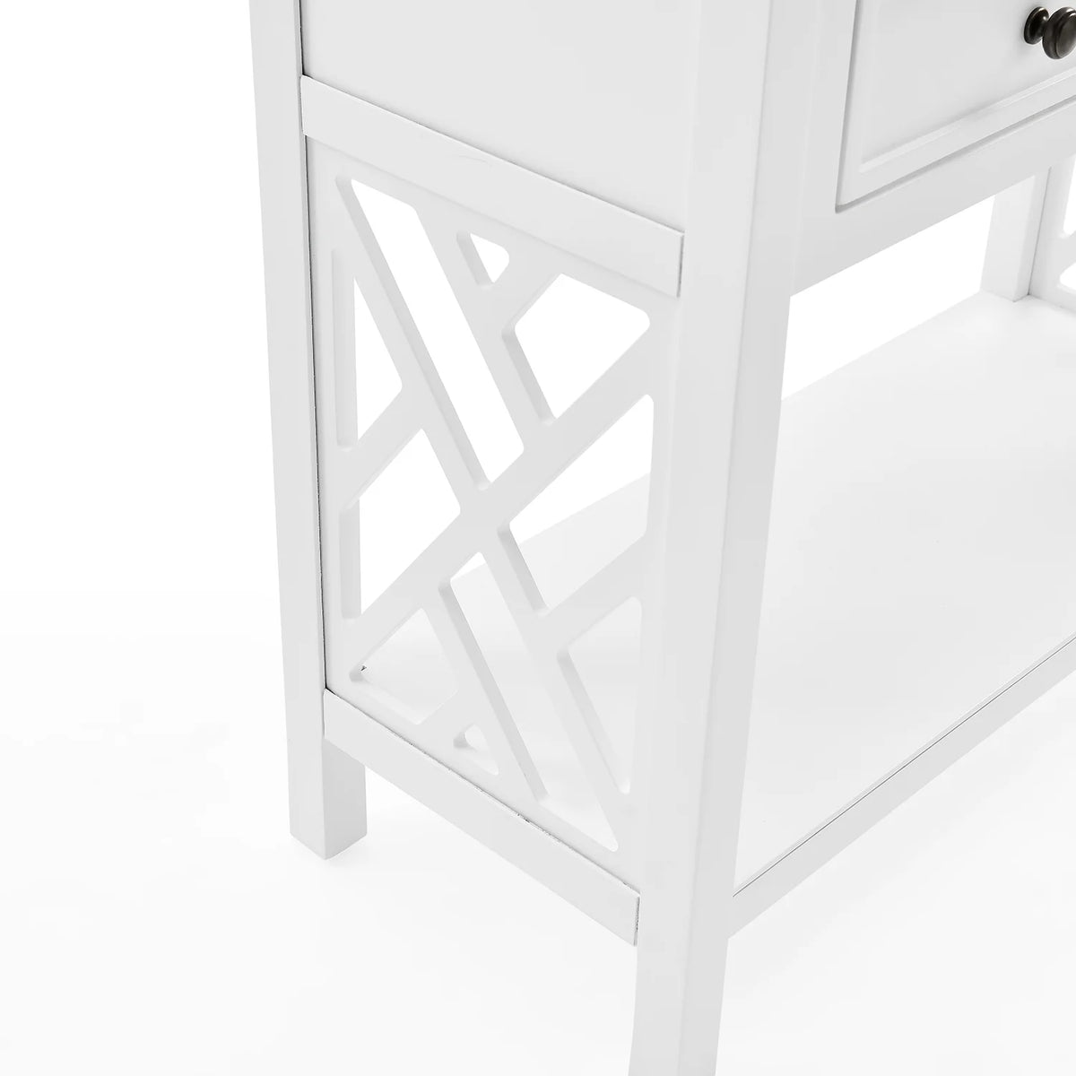 White Wood Console Table with 4-Drawers Y806352