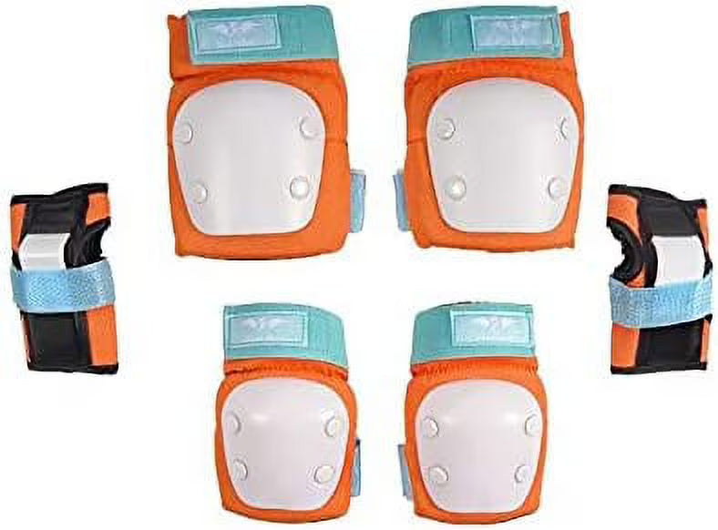 Orange 6-Piece Knee Pads Elbow Pads Wrist Guards Safety Gear Pack U657