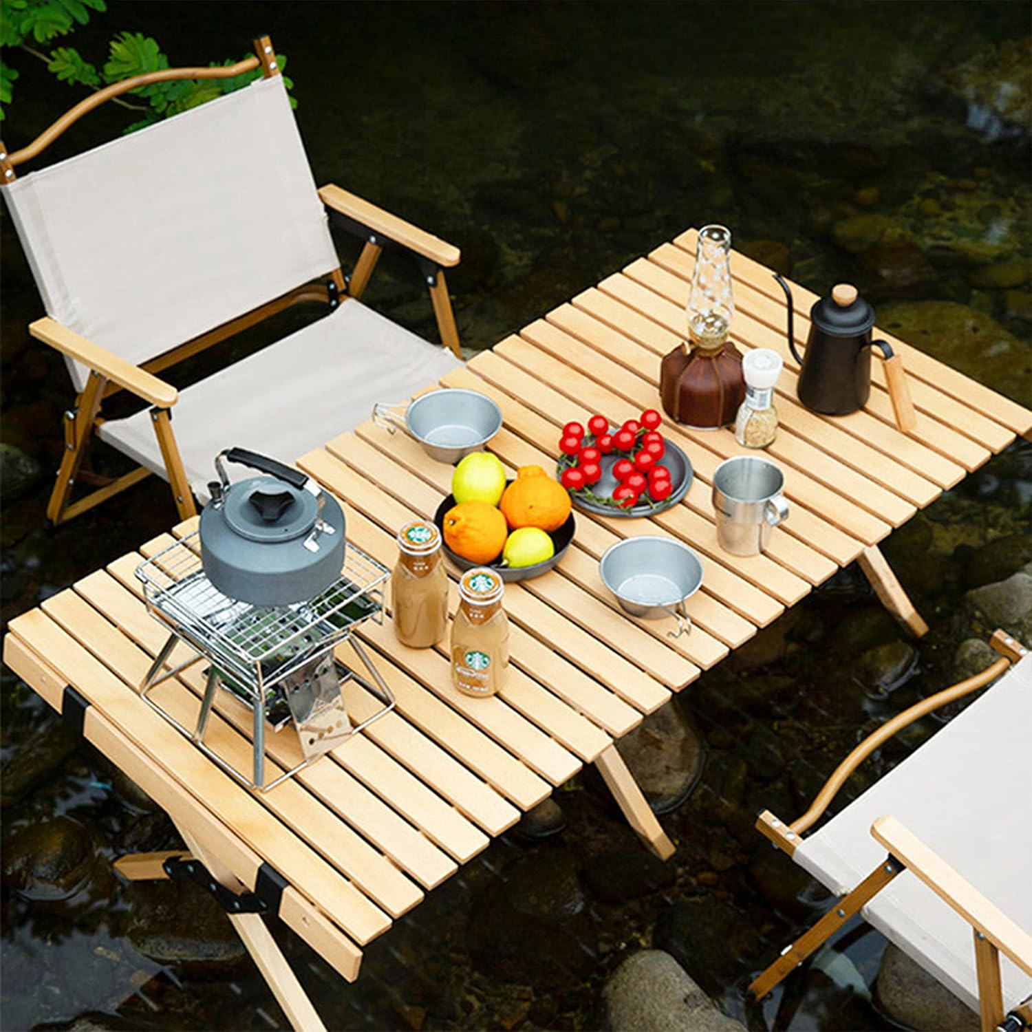 Portable Folding Wooden Picnic Table with Carry Bag I57402