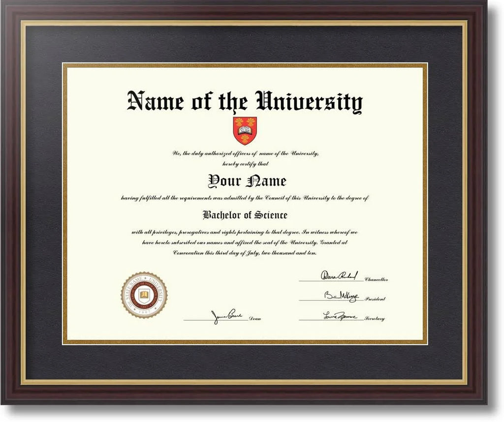 13x17 inch Diploma Frame with Black and Gold Mats L732