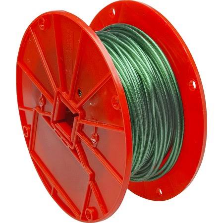 Steel Cable 1/16 Vinyl Coated to 1/8 inch by 250 Foot Galvanized Green P9218
