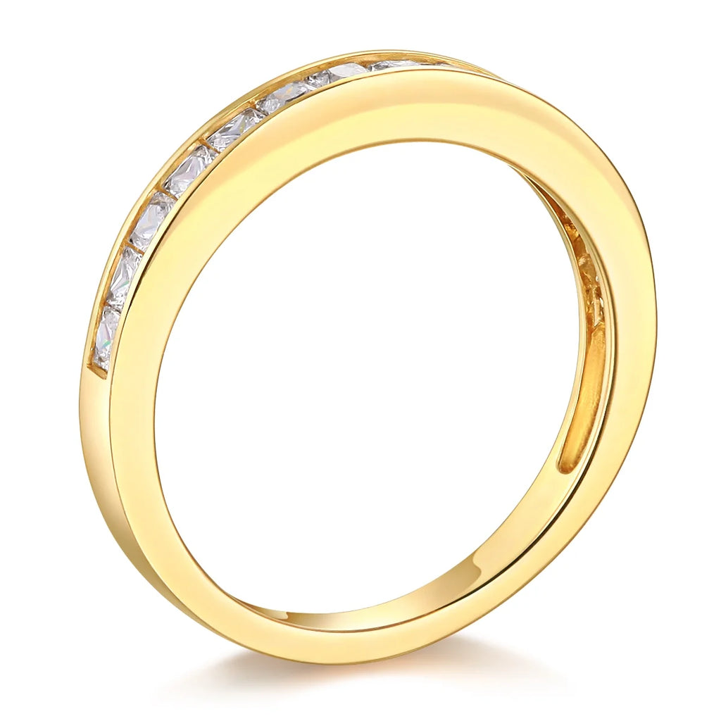 14k Yellow Gold CZ Princess Cut Engagement Ring Bridal Set - Size 9 P6742