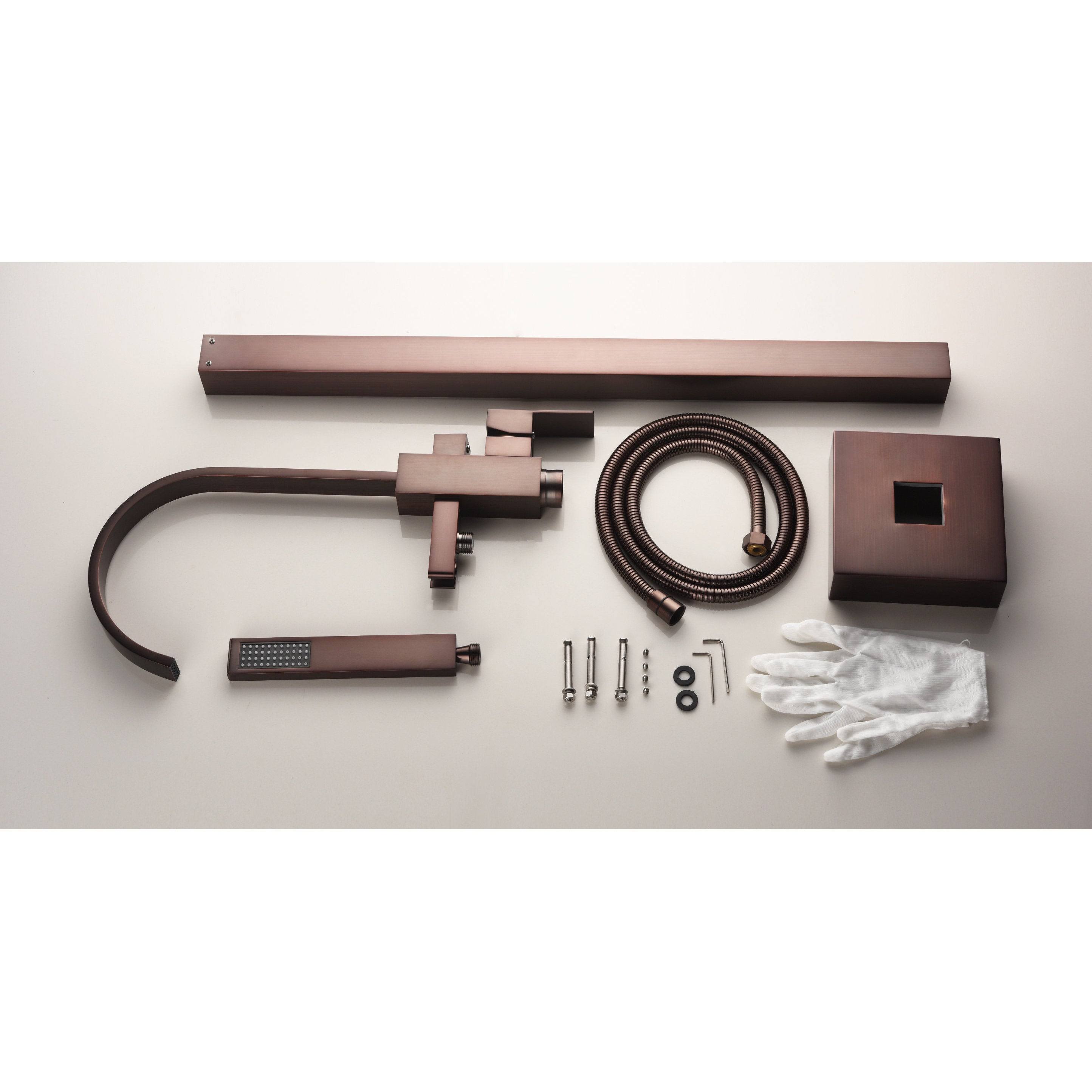 Oil Rubbed Bronze Gooseneck Tub Faucet with Hand Shower O199246