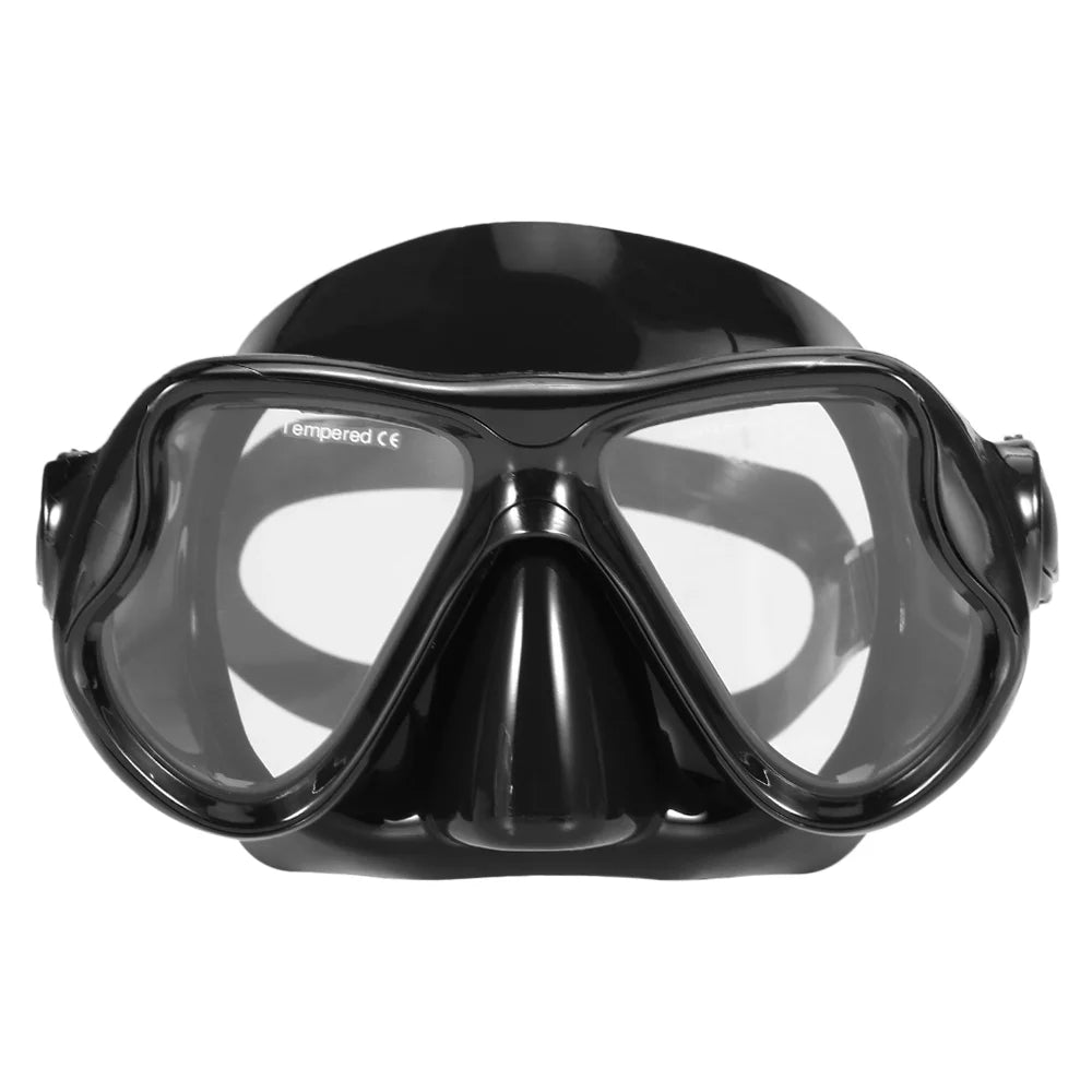 Freediving Snorkel Set with Tempered Glass Lens Goggles H730422