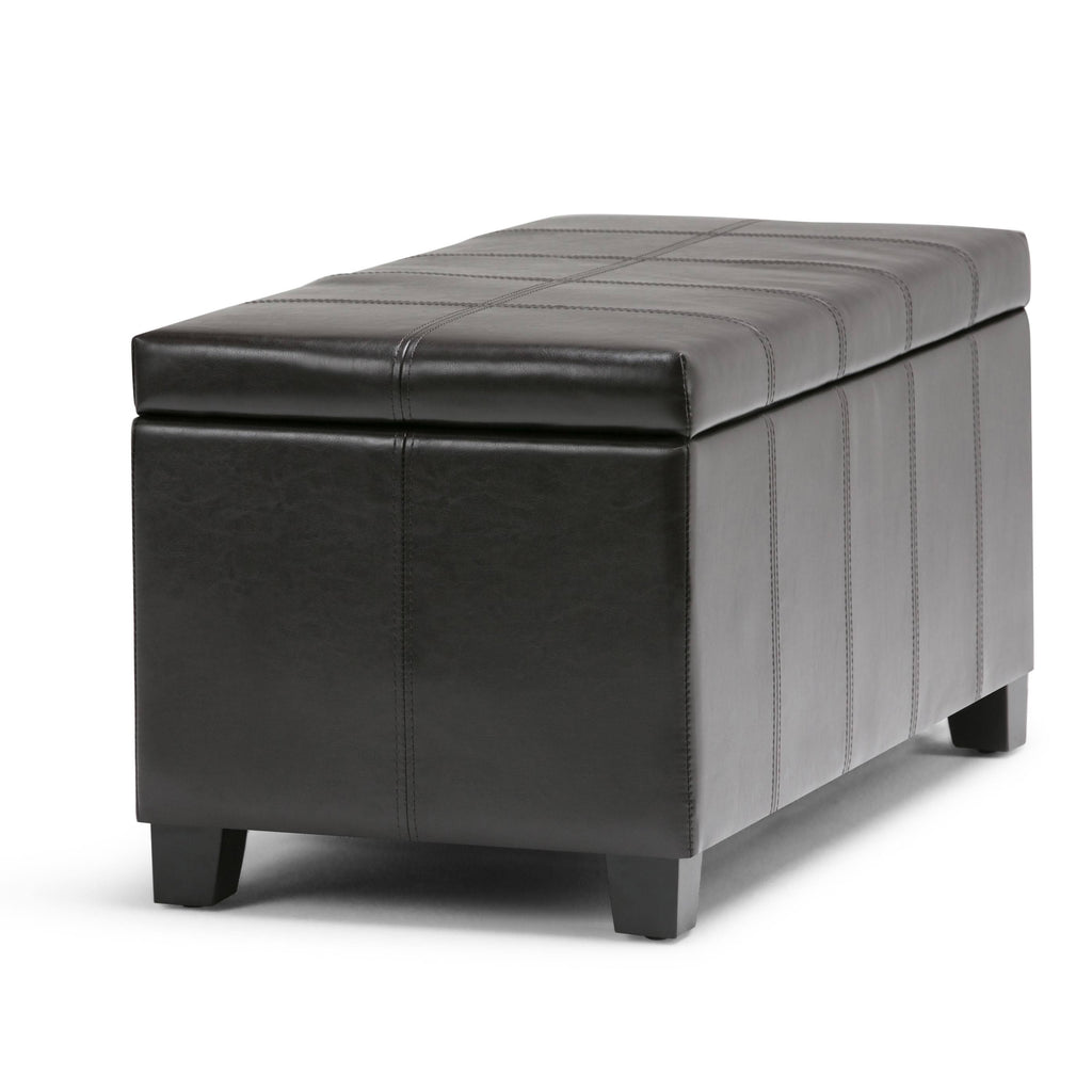 Distressed Gray Taupe Storage Ottoman Bench C53587