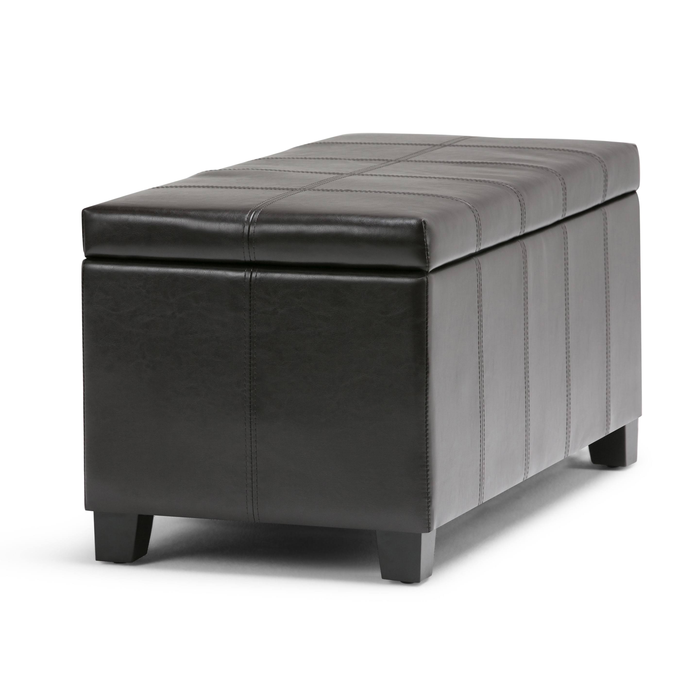 Distressed Gray Taupe Storage Ottoman Bench C53587