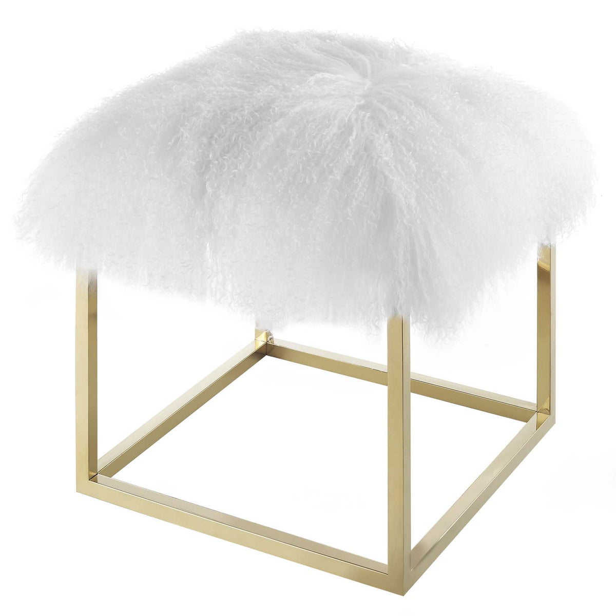 Gold White Velvet Accent Chair Ottoman M602