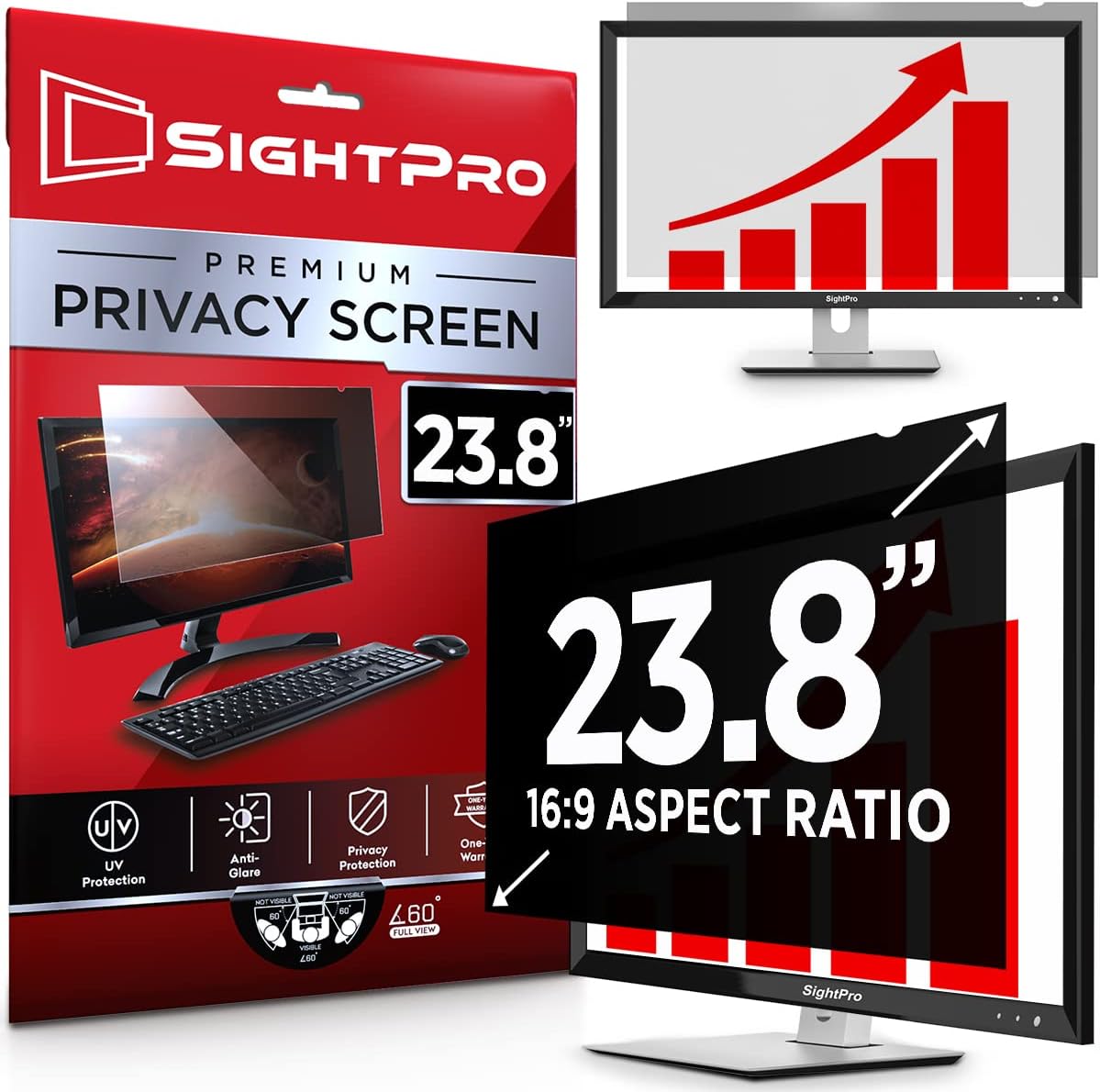 23.8 Inch Computer Privacy Screen Filter for 16:9 Widescreen Monitor, Pack of 2 V9669
