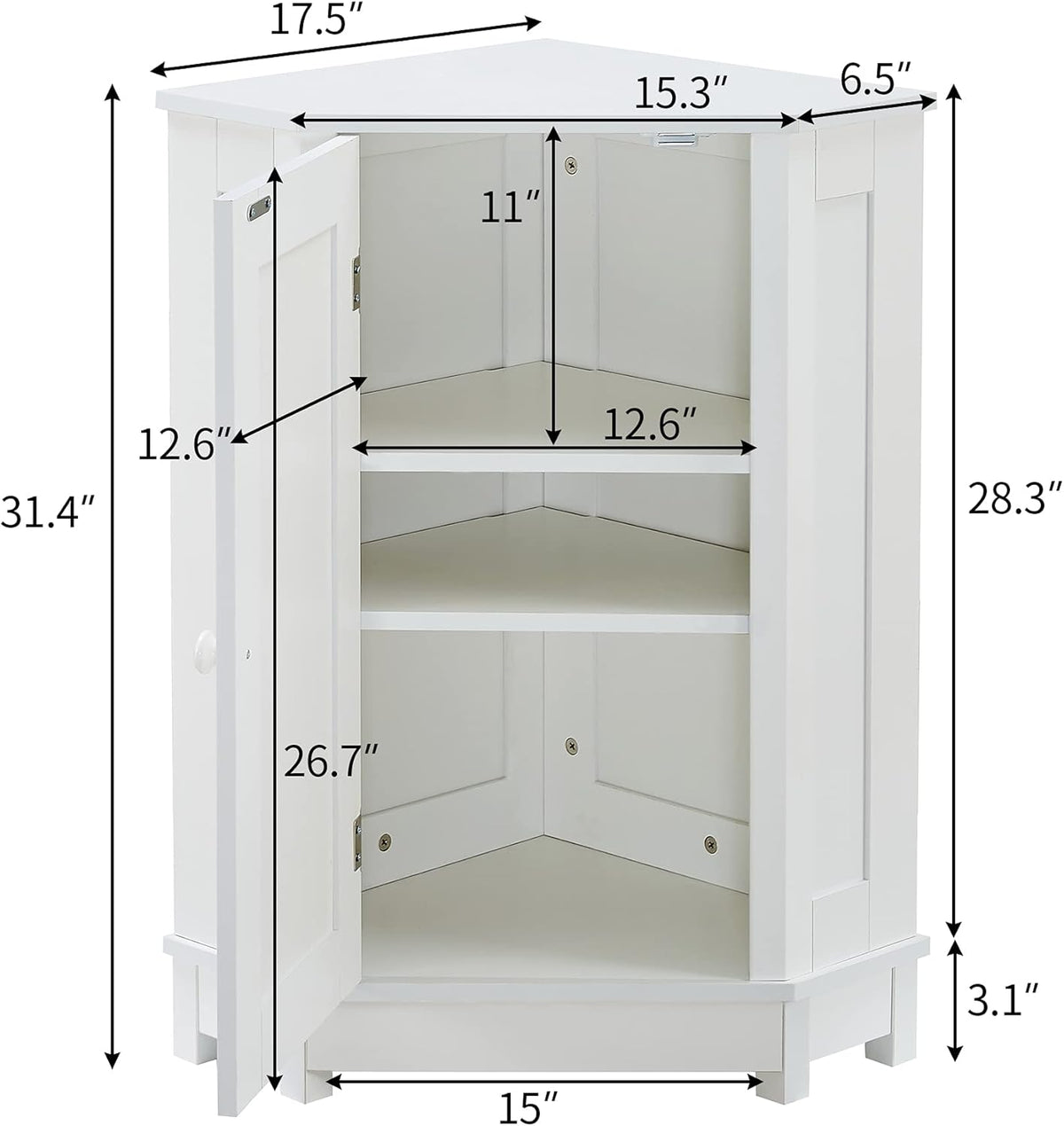 White Triangular Storage Cabinet Q7865