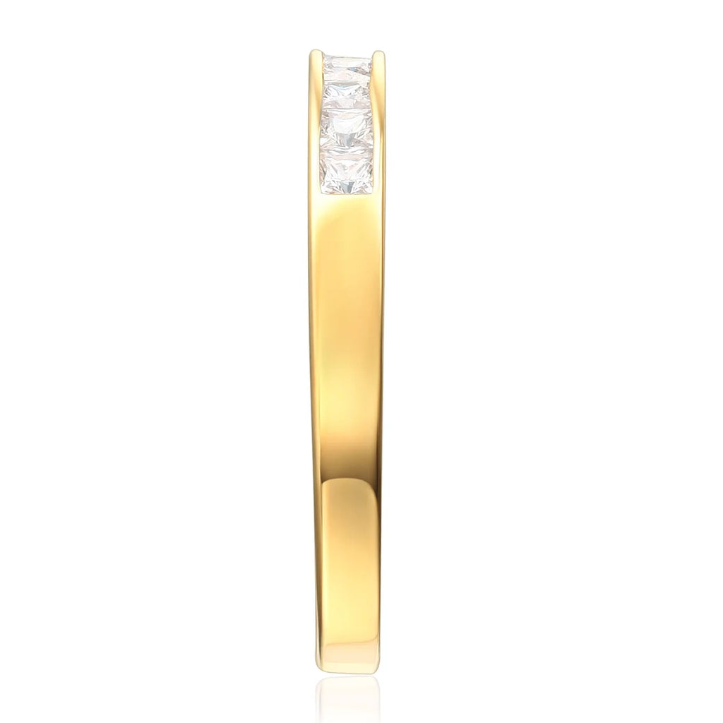 14k Yellow Gold CZ Princess Cut Engagement Ring Bridal Set - Size 9 P6742