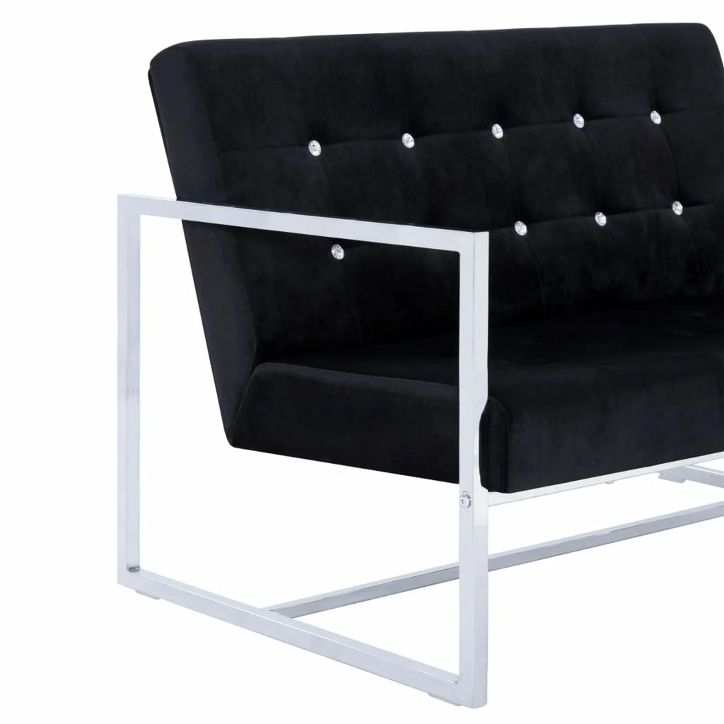 Black Chrome 2-Seater Sofa with Armrests O71696