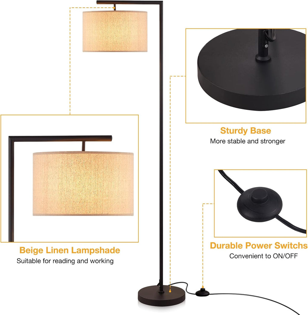 Arc Floor Lamp with Linen Lamp Shade E608