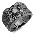 4.50 Carat 10K Black Diamond Mens Ring, White Gold, Size 10 L1076