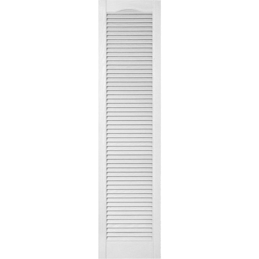 18 inch W x 44 inch H Vinyl Louver Shutters, Bright White, Per Pair Z542702