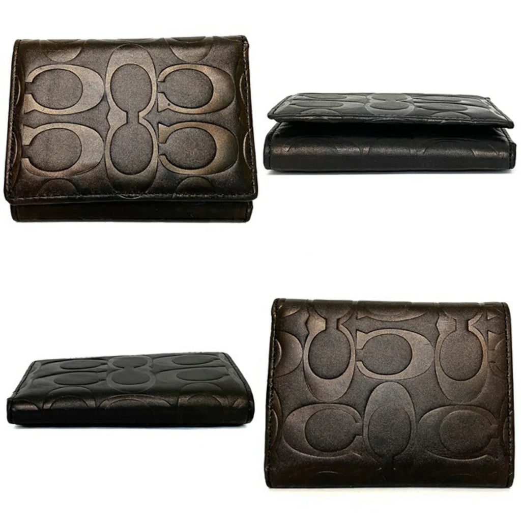 Dark Brown Leather Tri-Fold Wallet Y3964