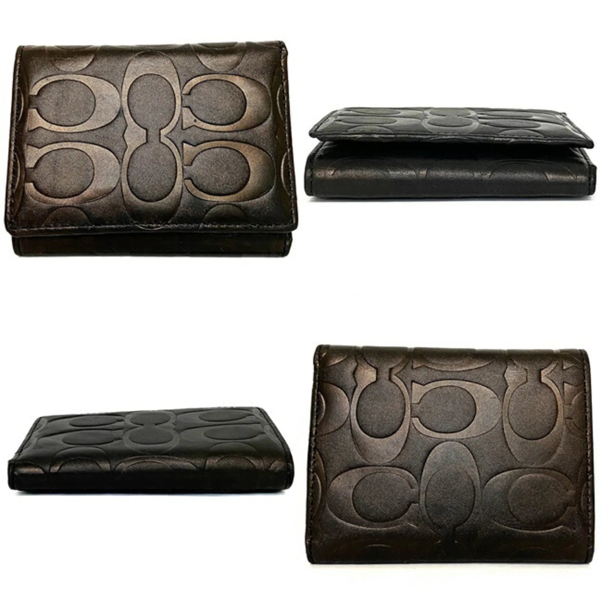 Dark Brown Leather Tri-Fold Wallet Y3964