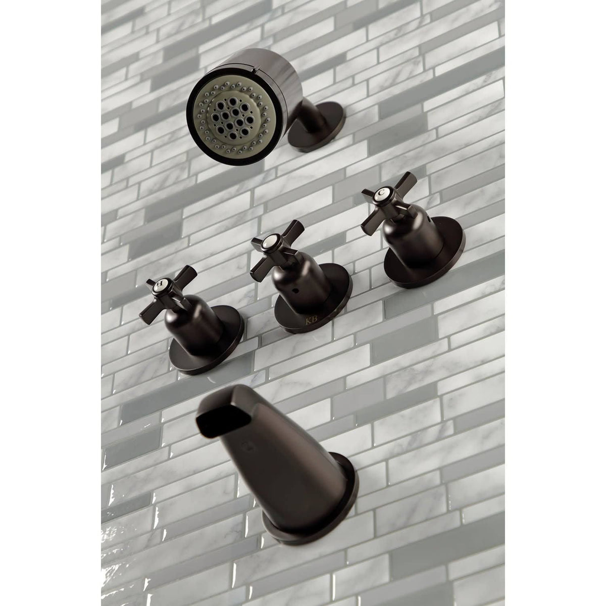 Three-Handle Tub and Shower Faucet, Oil Rubbed Bronze S5642