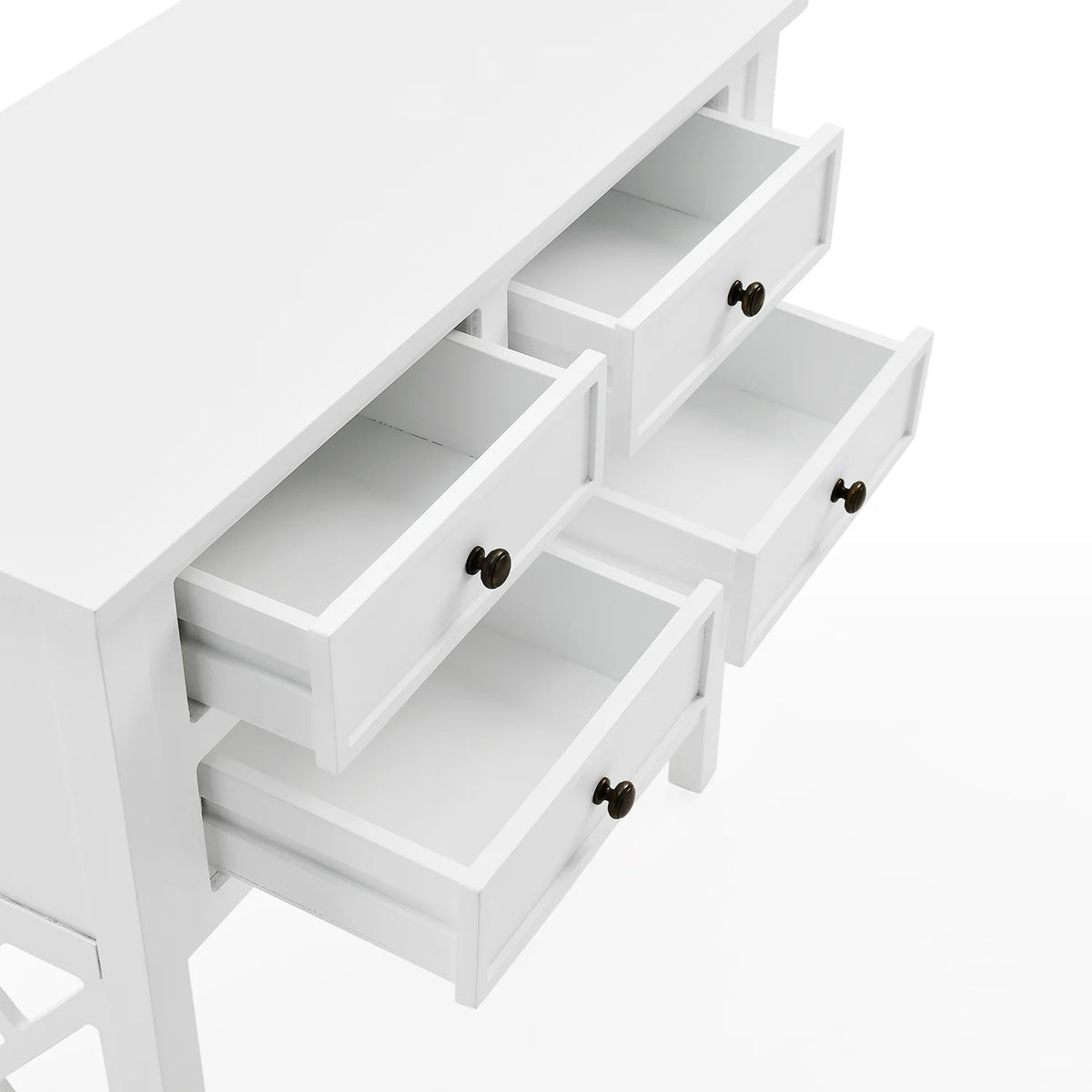 White Wood Console Table with 4-Drawers Y806352