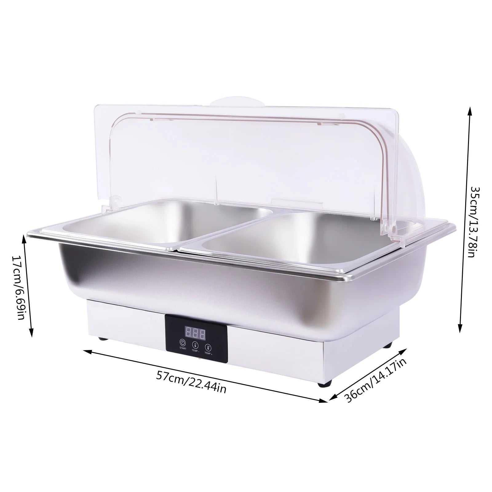 110V Stainless Steel Chafing Dish Buffet Set 2 Food Pot Z6278
