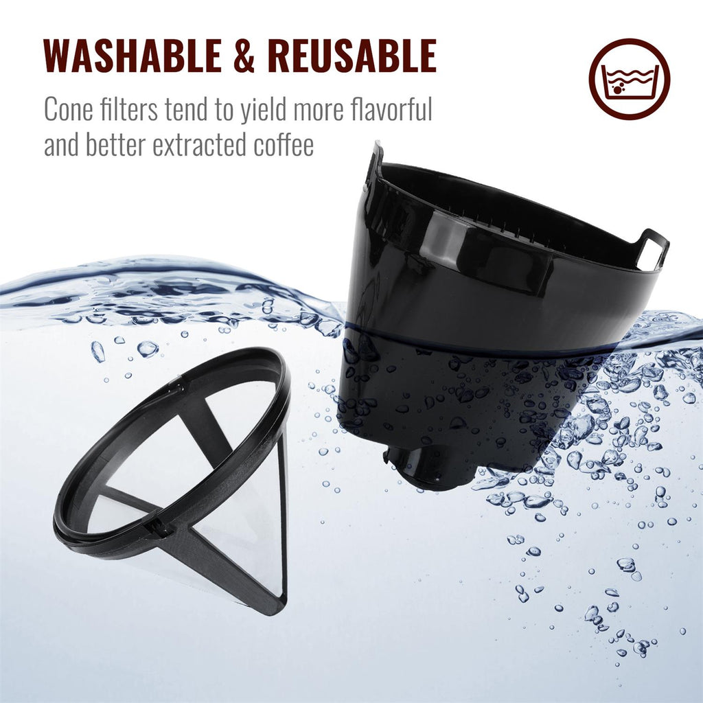 Black Stainless Steel Thermal Coffee Maker with Timer and Reusable Filter Z97753