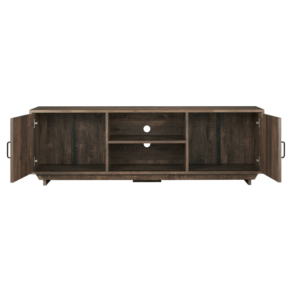 Rustic Reclaimed Oak Brown 63-inch TV Stand with Storage A7576