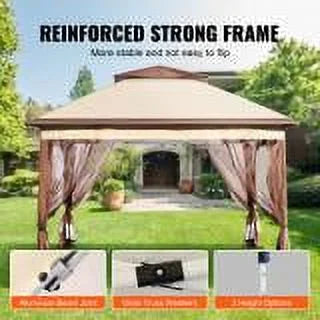 11 x 11 FT Pop up Gazebo Tent with Mosquito Netting Metal Frame PU Coated 250D Oxford Cloth H829131