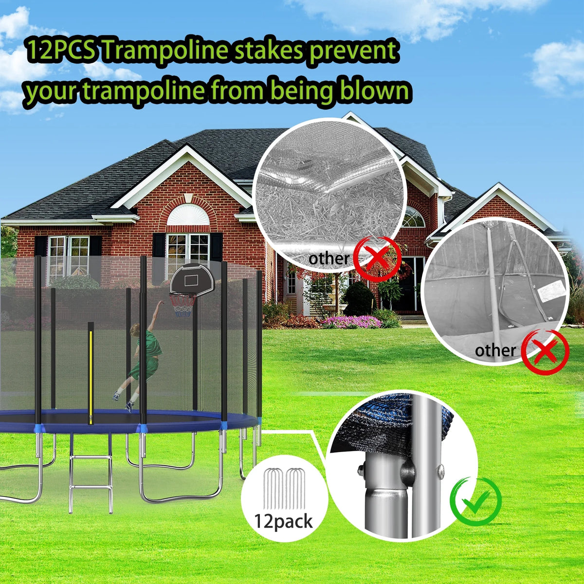 10FT Trampoline with Thicken Enclosure Net M64938