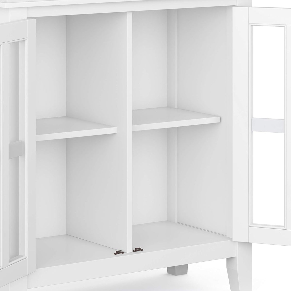 White 30 inch Solid Wood Low Storage Cabinet with 2 Tempered Glass Doors and 2 Adjustable Shelves R836233
