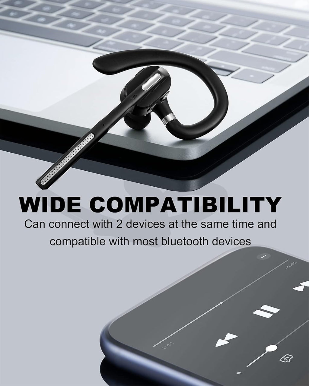 Bluetooth Headset V5.1 Wireless Earpiece with Charging Case, Noise Canceling Mic, Pack of 2 F920