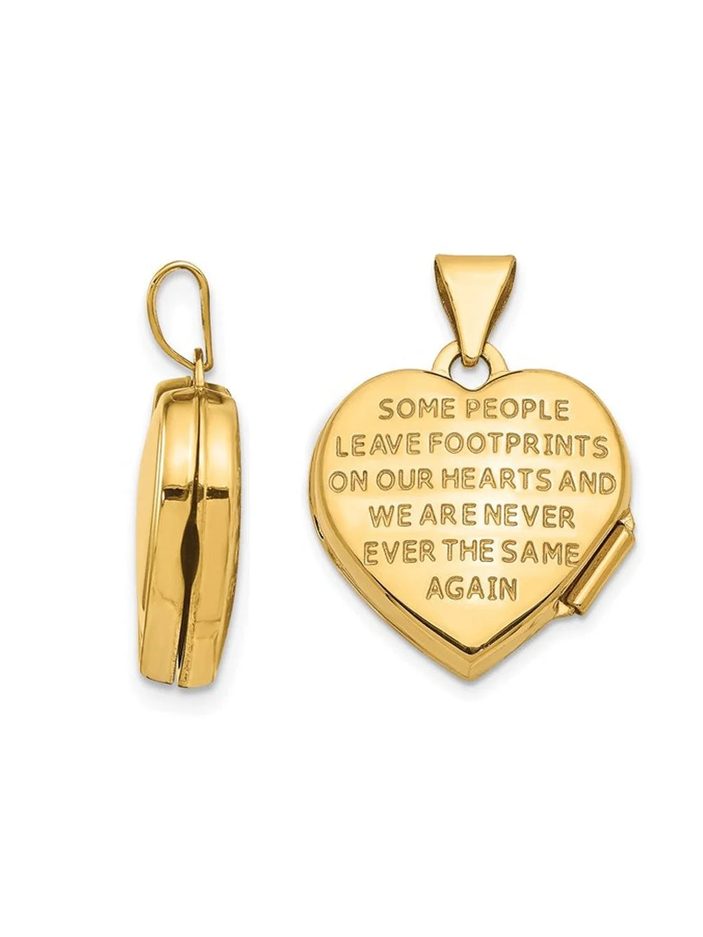 14K Yellow Gold Heart Locket Pendant Necklace with Chain T223874