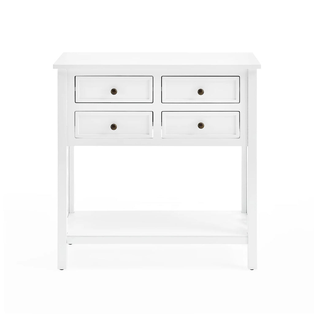 White Wood Console Table with 4-Drawers Y806352