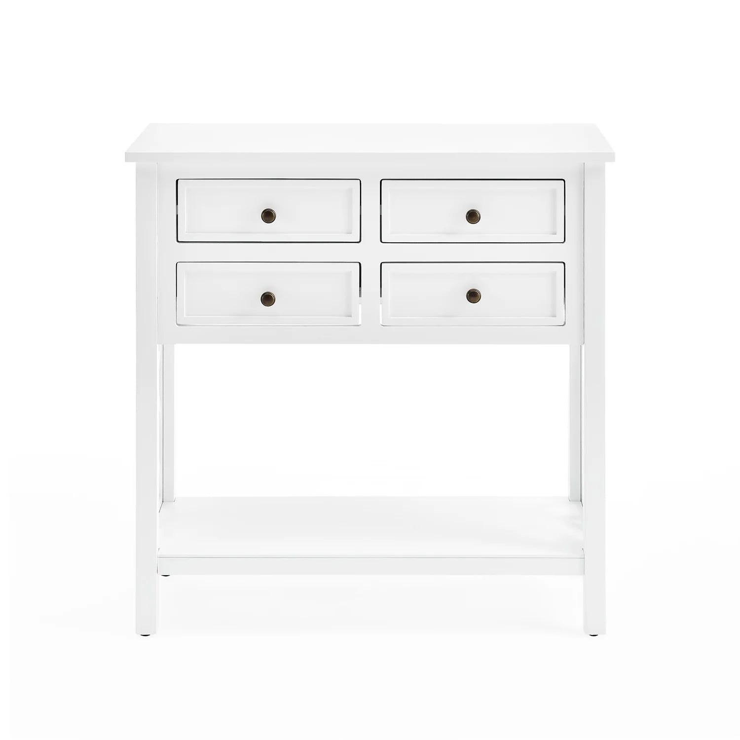 White Wood Console Table with 4-Drawers Y806352