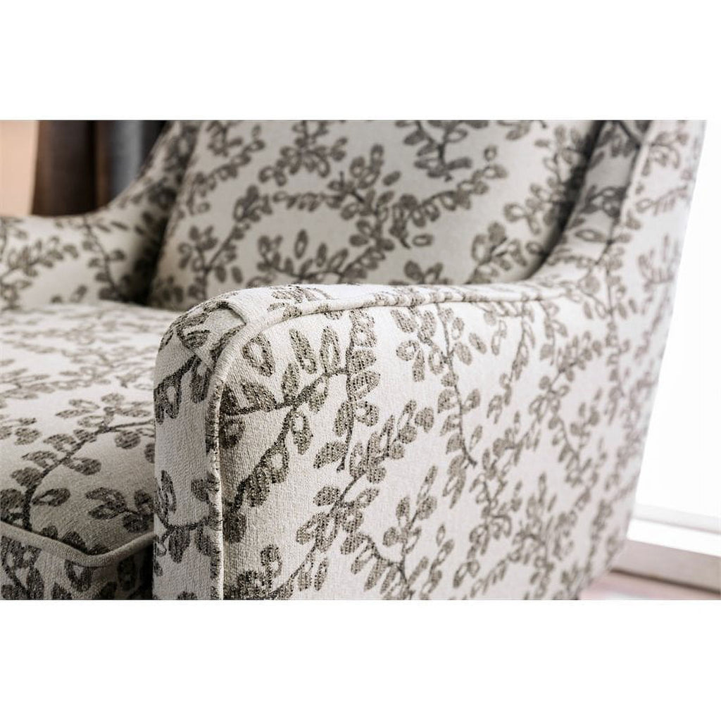 Floral Beige Fabric Accent Chair G14282
