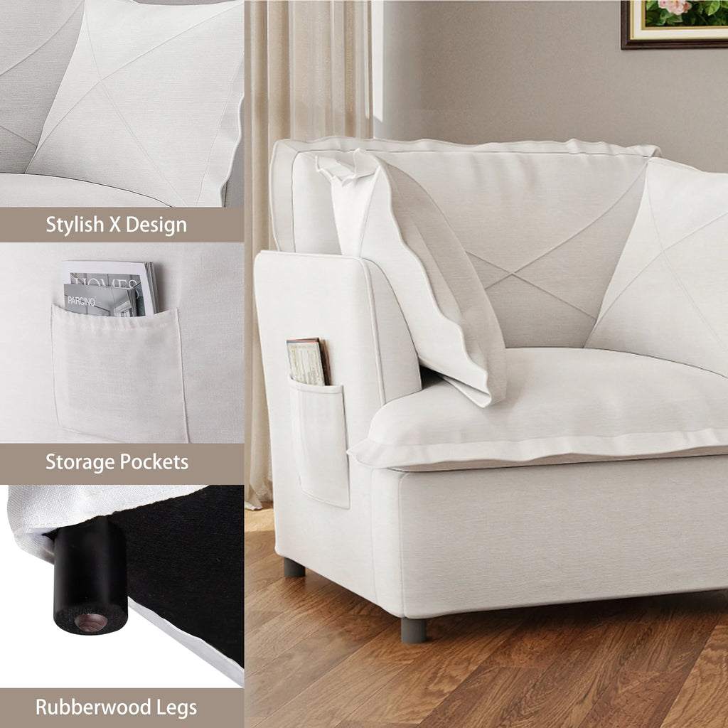 Oversized Accent Chair with 2 Pillows, Grey L830