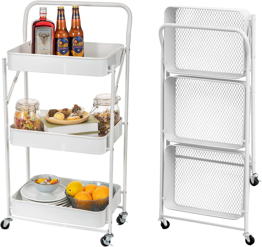 Pink 3 Tier Rolling Storage Cart with Wheels D3528
