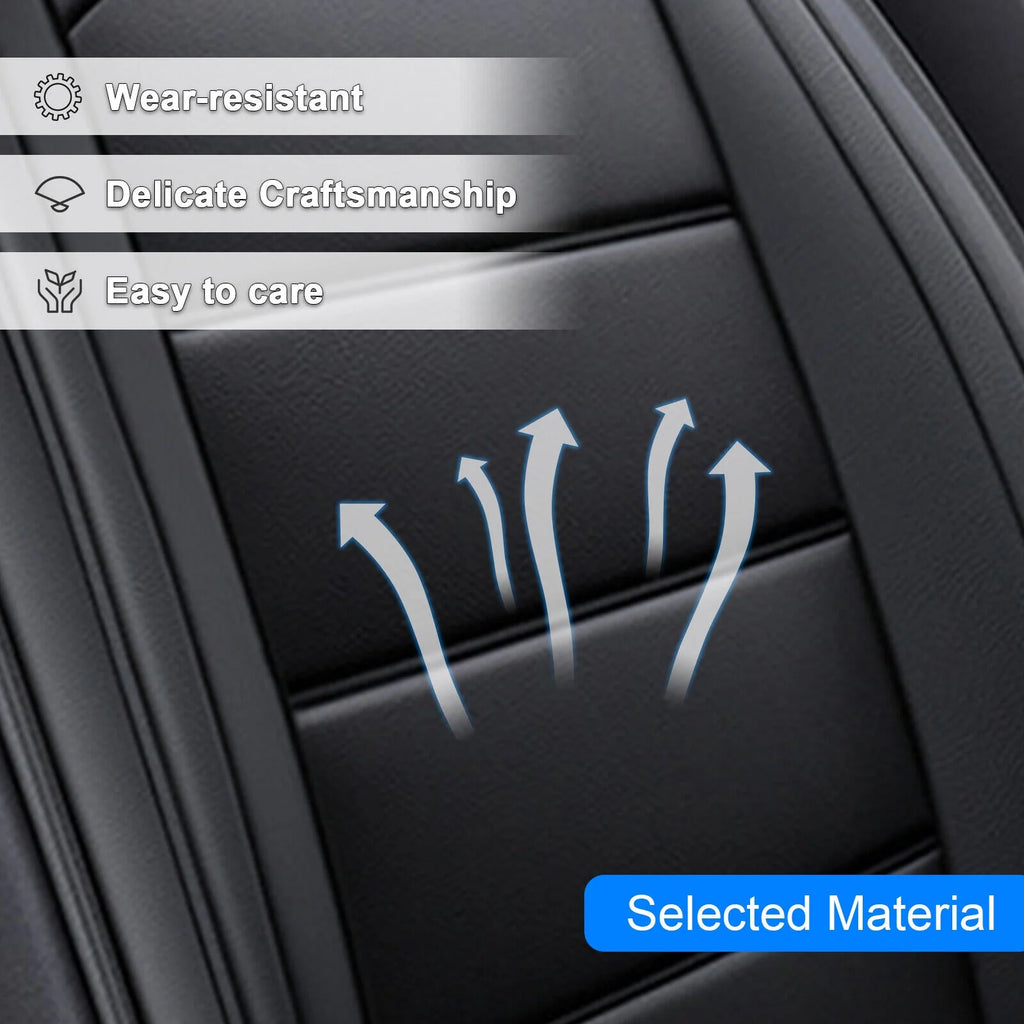 Black Waterproof PU Leather Car Seat Covers Full Set W14716